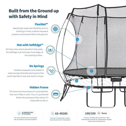 Springfree Outdoor 8 x 11 Ft Trampoline, Enclosure, Hoop Game, and Step Ladder - 215843