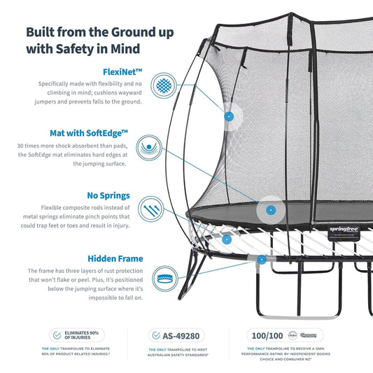 Springfree Trampoline Kids Square 11 Ft Trampoline & FlexrStep V2 Safety Ladder - 299775
