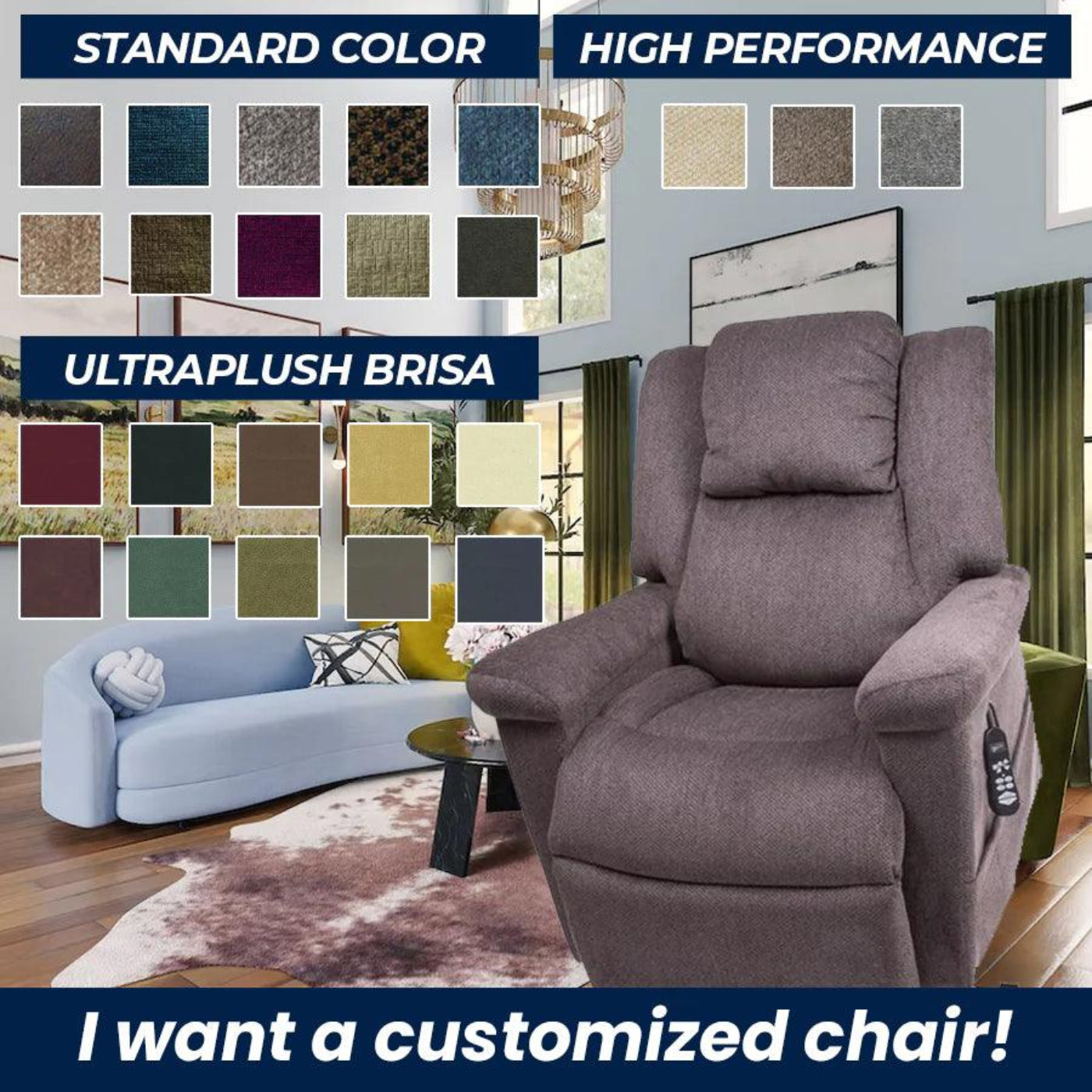 UltraComfort UC682 Estrella 4 Zone Zero Gravity Lift Chair - UC682-MED-DSB-AWI