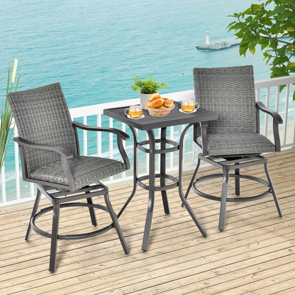 Tangkula 3 Pieces Swivel Bar Set, Aluminum Bar Height Furniture Set - NP10971+
