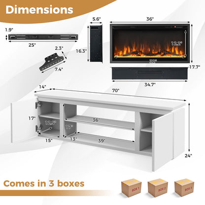 Tangkula Fireplace TV Stand for TVs up to 80" - FP10530US-36+HV10611WH+
