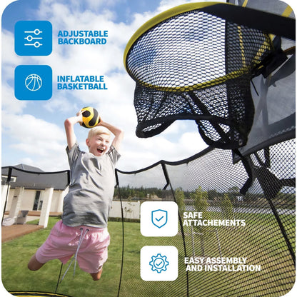 Springfree Outdoor Square 13 Foot Trampoline, Enclosure, Hoop Game, and Ladder - 215885